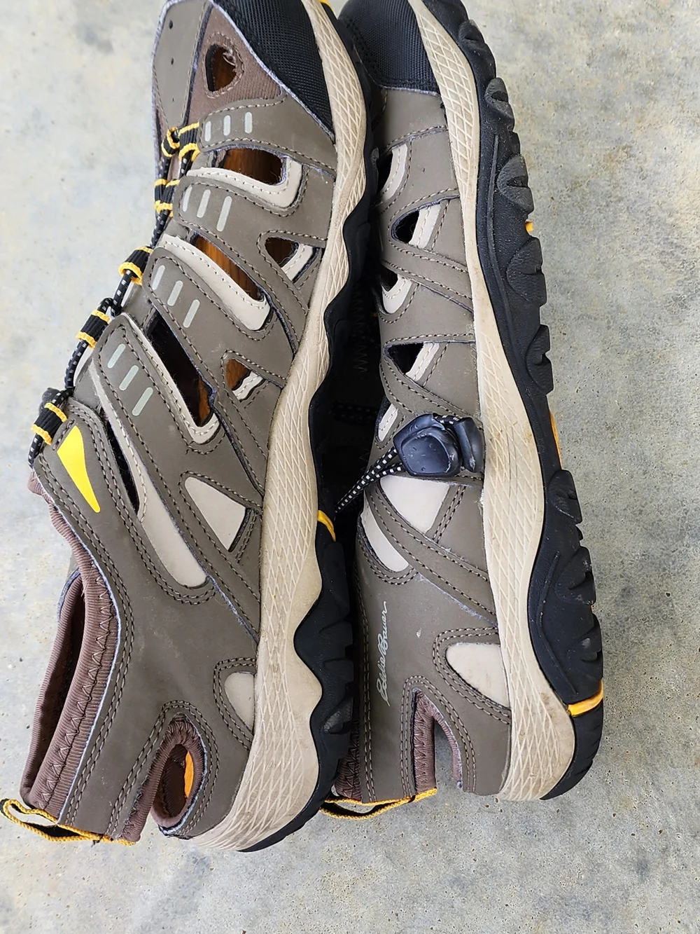 Eddie Bauer Brown and Yellow Men's Outdoor Sport Sandals
